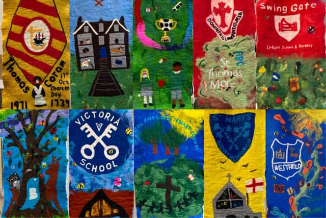 Schools including Bridgewater, Berkhamsted, Greenway, Victoria, Potten End, Swing Gate, Thomas Coram, Westfield, St Marys and St Thomas More all created tapestries.