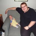 Jody Bunting with the daughter who inspired him to lose weight. The former fitness guru from Channel 4's The Big Breakfast shed half his body weight through lifestyle changes alone.
