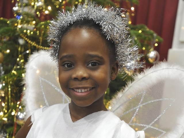 Natasha Machimbidsofa, aged six, played an angel at Broadfield School, Hemel Hempstead.