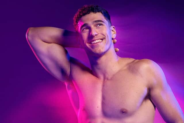 A promotional image for the show, which tells a story about male strippers