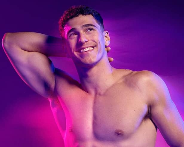 A promotional image for the show, which tells a story about male strippers