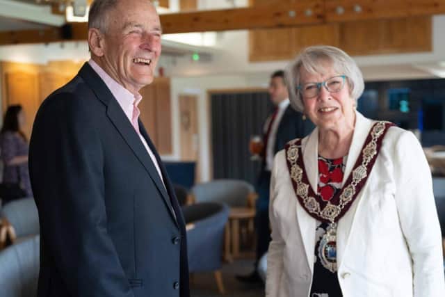 Berkhamsted Lady Mayoress Susan Jordan with BSGCA Chair Paul Forster