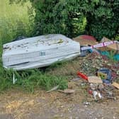 Caption Fly-tipping found on Nettleden Road, Berkhamsted. Photo: Dacorum Borough Council