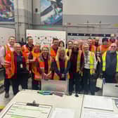 Jamie Brooks (centre) with Dareen Roe and Stagecoach East Engineers