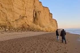 Suzanne Sears from Hemel Hempstead witnessed the dramatic moment part of a cliff collapsed on the Jurassic Coast in Dorset, while on holiday for New Year