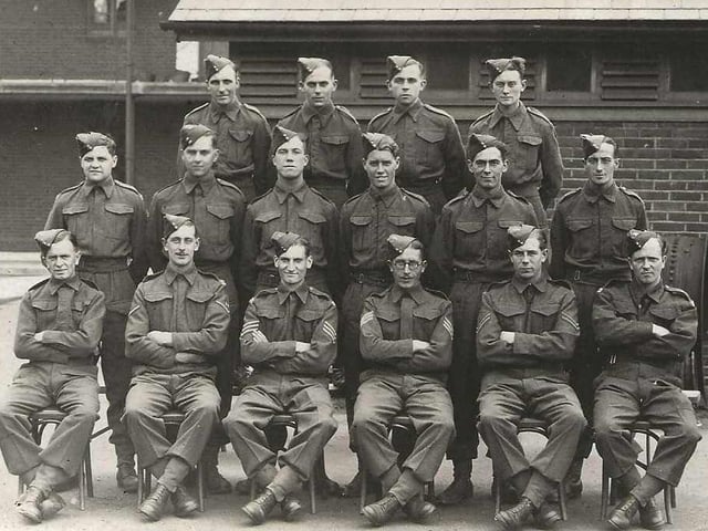 With his fellow servicemen Middlesex Regiment Barracks, Mill Hill 1939