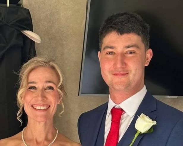 Ben with his mum, on her wedding day