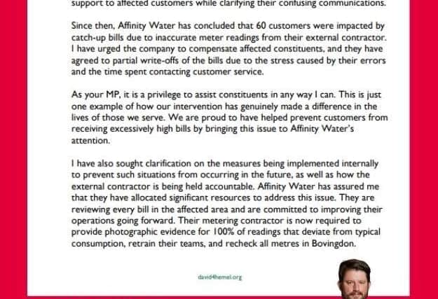 David Taylor MPs statement on Affinity Water