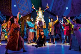 A stunning scene from the popular musical Joseph and the Amazing Technicolor Dreamcoat at Milton Keynes Theatre until September 24