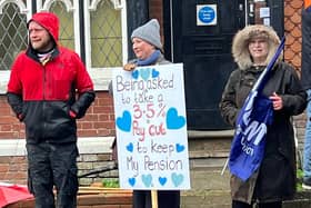 Teachers at yesterday's strike, photo from Tring Park Concerns