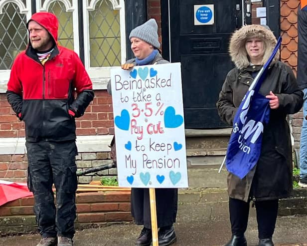 Teachers at yesterday's strike, photo from Tring Park Concerns