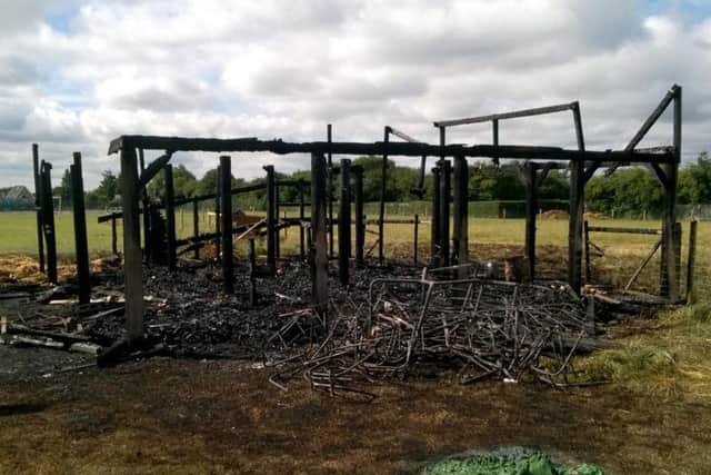The charred remains of the outdoor classroom