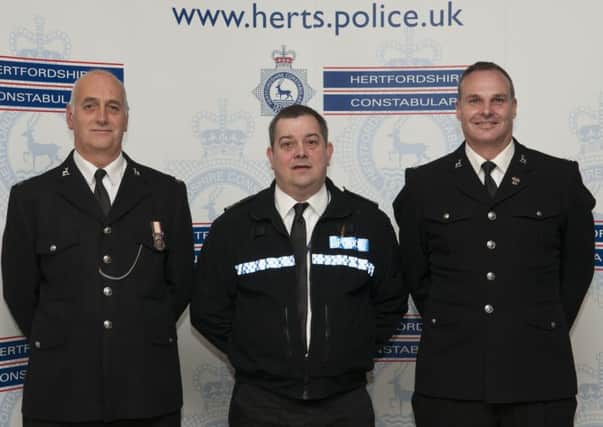 Special Constable Richard Downs, left, Special Sergeant Gordon Matton, centre, and PC Brian Evans