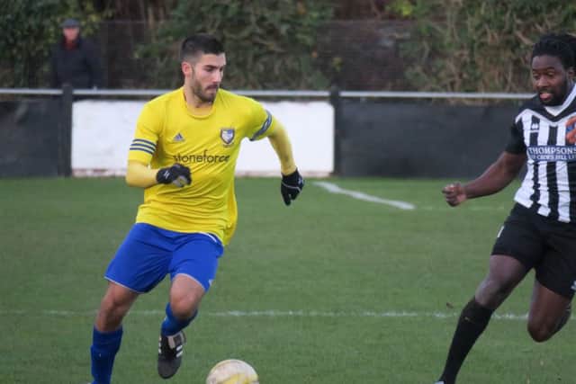 Alex Campana giving the Colney Heath defence a hard time (picture by Ray Canham).