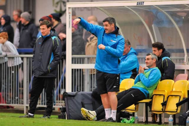 Hemel Town boss Dean Brennan and assistant Stu Maynard.
