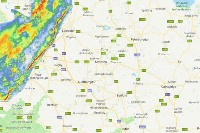 You've heard of the thin blue line, well this is the thin red line - otherwise known as a squall - and it is bringing intense rain and wind