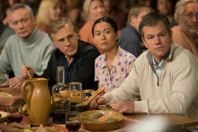 Udo Kier as Konrad, Christoph Waltz as Dusan Mirkovic, Hong Chau as Ngoc Lan Tran and Matt Damon as Paul Safranek