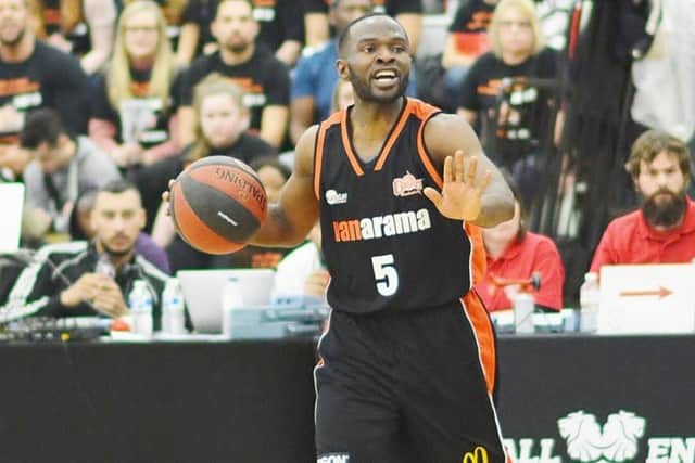 Hemel Storms skipper Bode Adeluola top scored for his side against Kent Crusaders on Sunday with 14 points and also added eight assists. (Picture by Lin Titmuss )