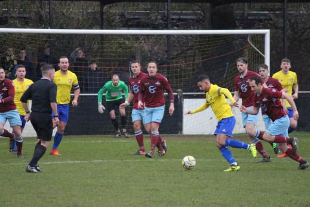 Berko's Adiel Mannion lines up a shot on Saturday at Broadwater against Welwyn Garden City.