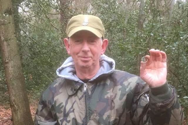Stephen Eldridge with the lost wedding ring he found for a local couple