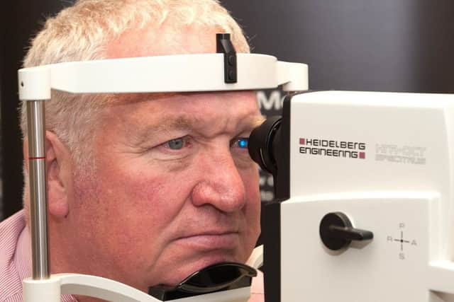 Sir Mike Penning has his eyes tested for glaucoma