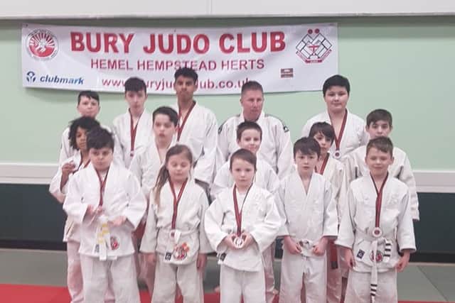The team from Bury Judo Club, Hemel Hempstead, who performed well at the Chalfont Championships last month.