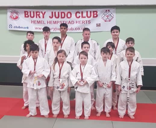 The team from Bury Judo Club, Hemel Hempstead, who performed well at the Chalfont Championships last month.