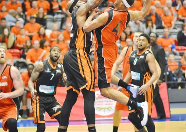 Hemel Storm star AJ Roberts was close to recording a triple-double on the statistics sheet in Sundays playoff final against Worthing Thunder on Sunday but it wasnt to be for this side. (Picture by Lin Titmuss)
