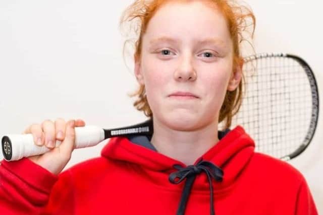 Rising squash star Katie Malliff (15) helped England win the European Team Championship in Sweden this weekend. (Picture by Unsquashable).
