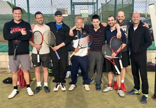 From left, Berkhamsted Tennis Club men's winter league first team, Craig Blythe, Stephen Noad, Dermot Horner, Nick Brooks, Denis Repard, Olly Fradgley, Alex Haddad and Matthew Purnell. Not pictured but who competed in the side this season: Steve Passmore, Stephen Gutsell, Ed Harwood, Matt Markwort and Cameron Johnston.