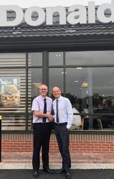McDonalds franchiseee Alan Butchers with Hemel Storm chairman Tony Humphrey.