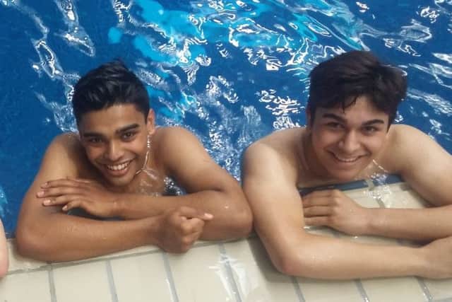 Sam Pye-Finch,  Ish Rahim and Zac Patel after the 50 fly heats warm down.