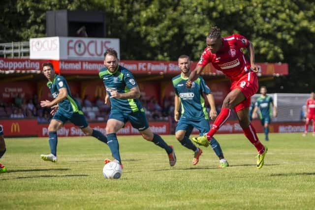Tudors striker Karl Olidiye. (Picture by Marc Keinch)