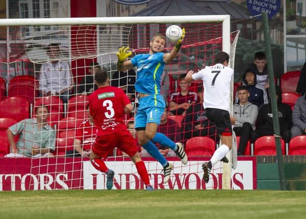 Hemel Town keeper Laurie Walker made some good stops again against Truro City on Saturday.