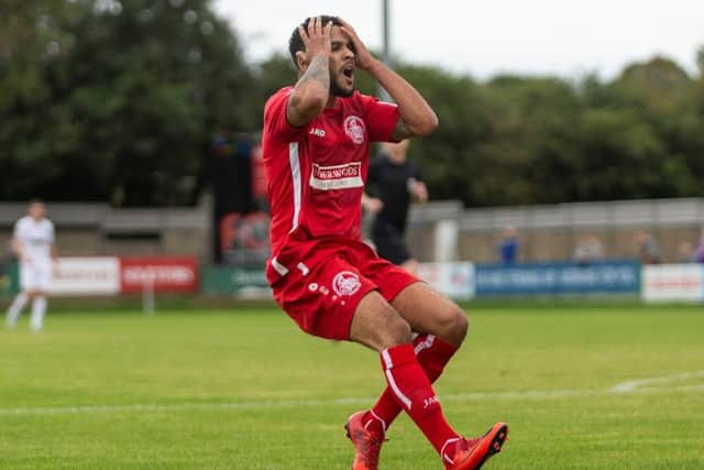 Hemels Billy Clifford rues a missed chance against Chelmsford City on Monday. (Picture: by Marc Keinch)