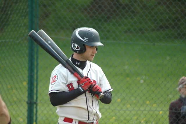 Herts Falcons veteran John Blose had a crucial hit against the Mustangs.