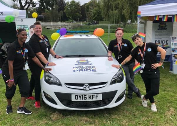 Hertfordshire Constabulary officers with the Rainbow Car