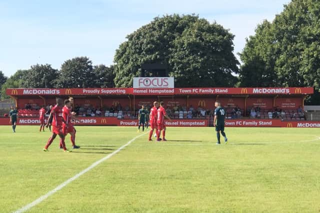 The new McDonalds Family Stand at Hemel Towns Vauxhall Road ground.