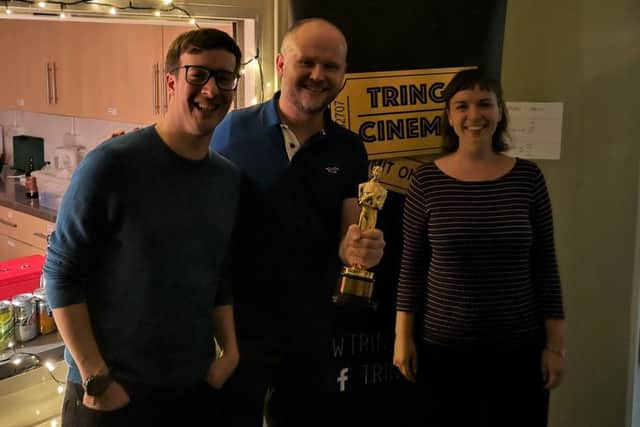 David Malinowski with the Oscar at Tring Museum.