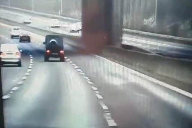 A still from the dashcam footage