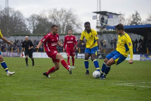Hemel's Scott Shulton gave away a penalty in the first-half against Solihull Moors last night, but the Tudors should have been awarded their own spot kick later on.
