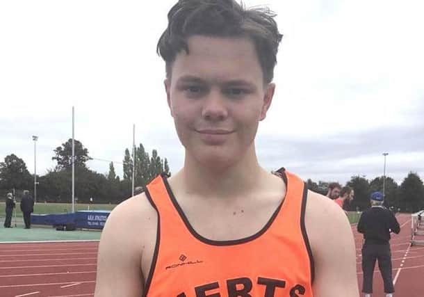 Hurdler Ralph Williams in his Herts county vest last season.