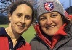 BHHHC ladies first-team captain Faye Potton with coach Dina Gray.