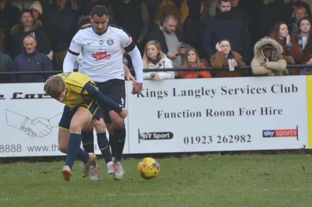 Kings Langley front man Rene Howe netted his sides second goal against Basingstoke on Tuesday night.