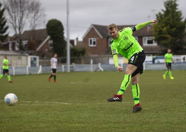Hemel Town skipper Jordan Parkes was on target again for the Tudors at Chippenham Town on Saturday where he netted his ninth goal of the season in all competitions. (File Picture by Marc Keinch).