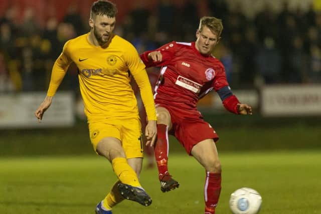 Tudors skipper Jordan Parkes went close in the first-half against Slough Town on Saturday but chances were few and far between. (Picture by Marc Keinch).