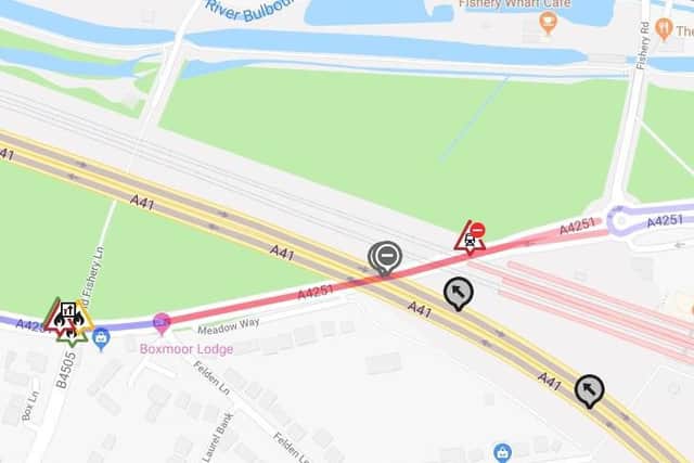 The A4251 London Road shown in red will be closed overnight