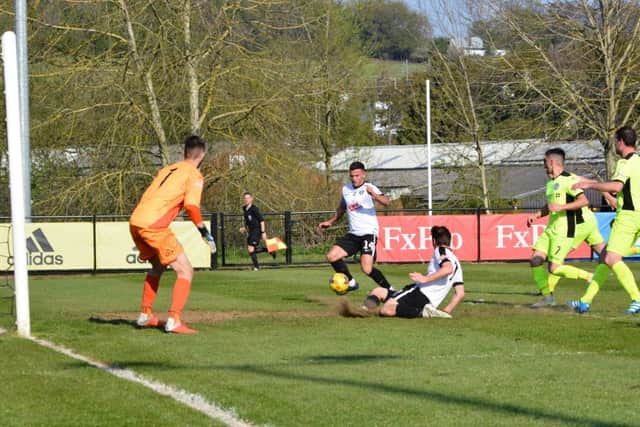 Kings club captain Gary Connolly (number 14 on shorts) settles himself before hitting the late winner on Saturday. (Picture by Chris Riddell).