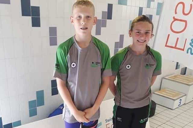 Berkhamsted Swimming Clubs Alex Kalverboer and Eva Lawson  at the East Region championships in Norwich.