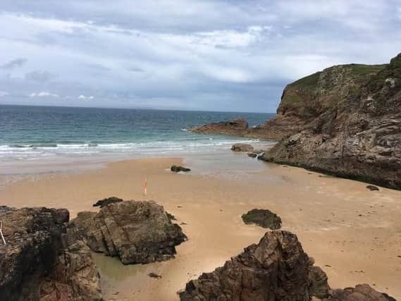 The deserted Plemont Bay Beach